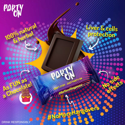 PartyOn - The World's First Anti-Hangover Chocolate (Pack of 2's)